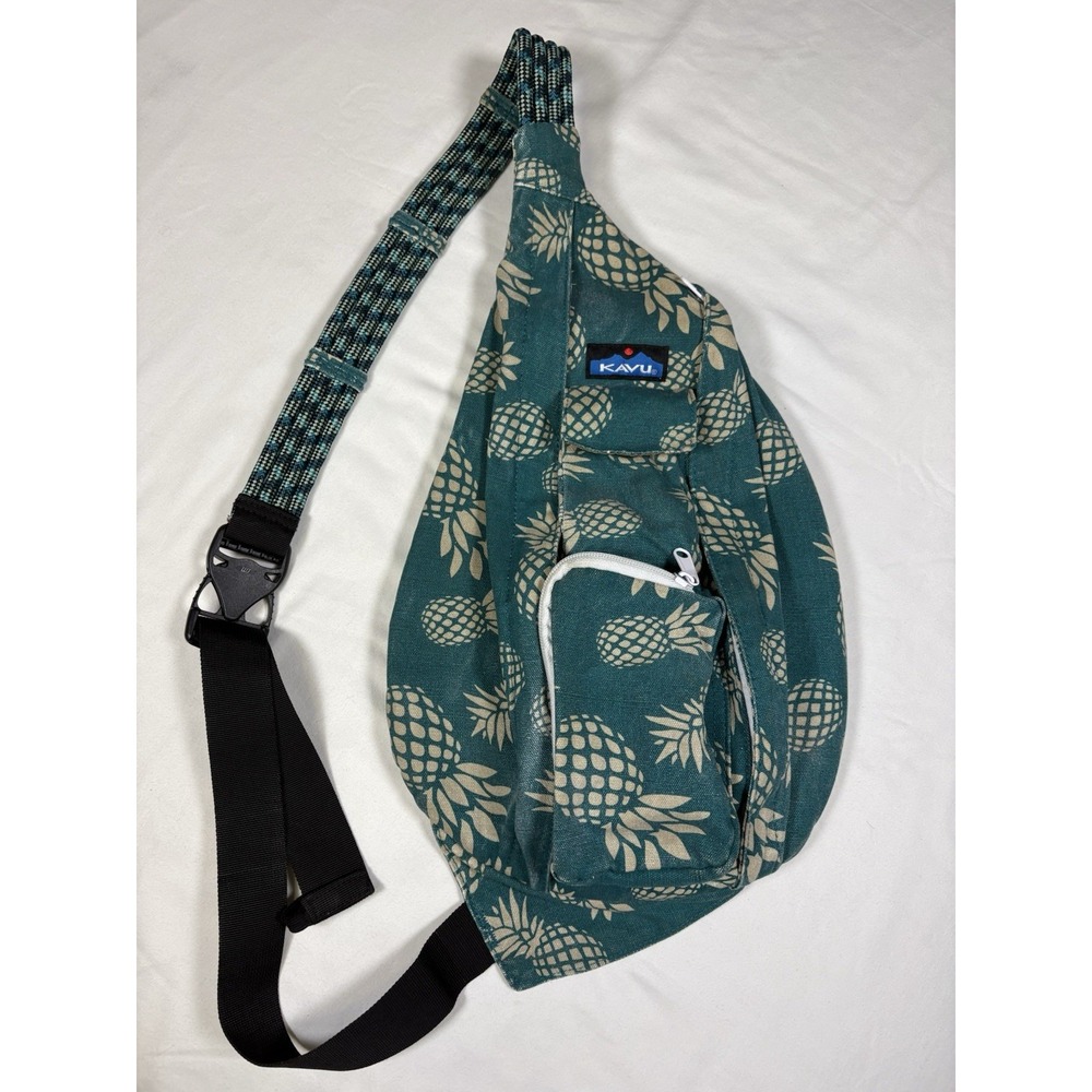 Kavu Rope Bag Canvas Sling Backpack Pineapple Pirouette Teal Crossbody Pack